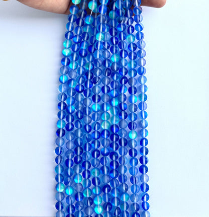 Matte Royal Blue Aura Quartz Beads