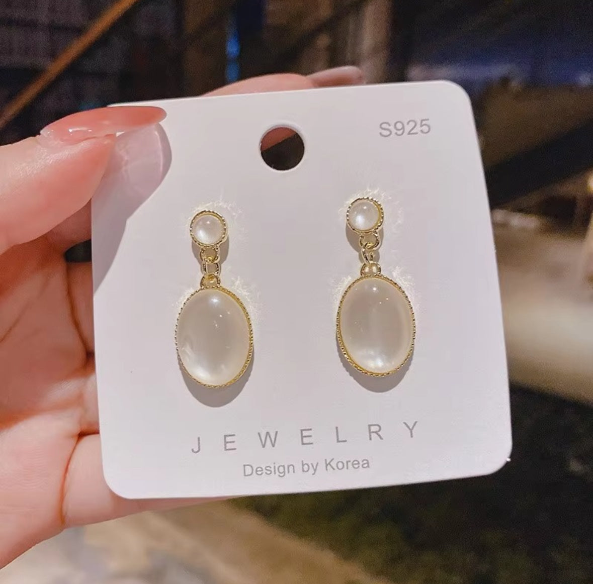 Opalite Oval Drop Earrings
