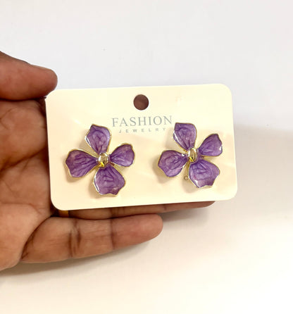 Lilac Flower Stud Earrings
