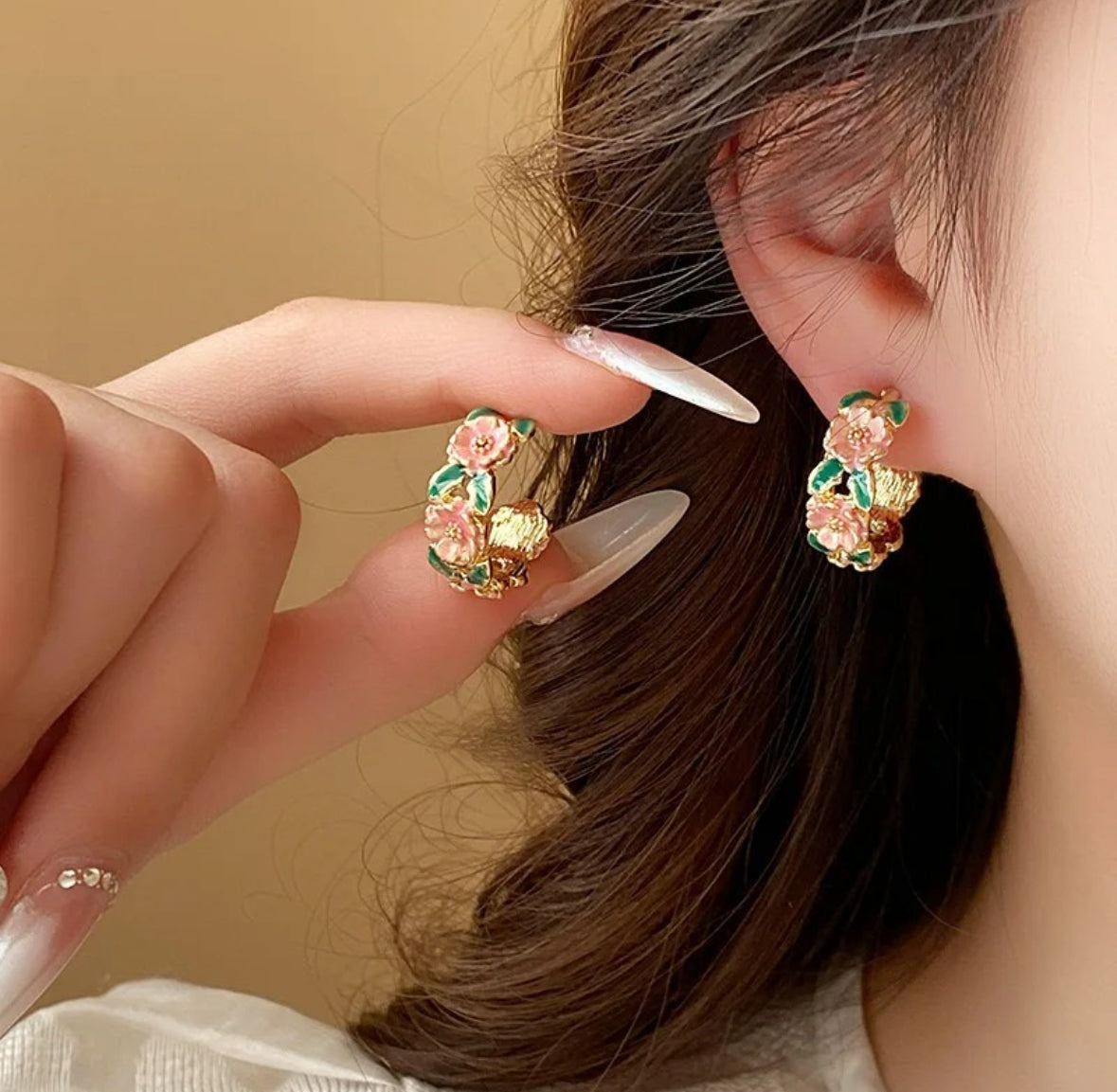 Floral Hoop Earrings