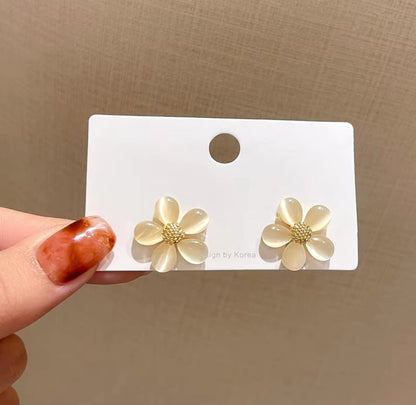 Opal Flower Stud Earrings