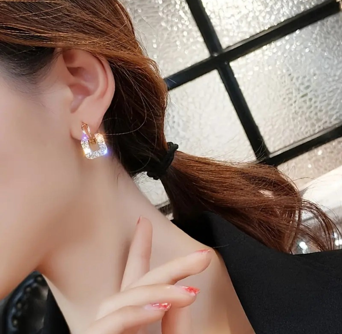 Square Crystal Drop Earrings