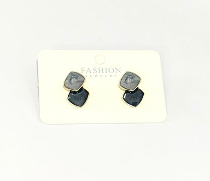 Abstract Black and Grey Geometric Earrings