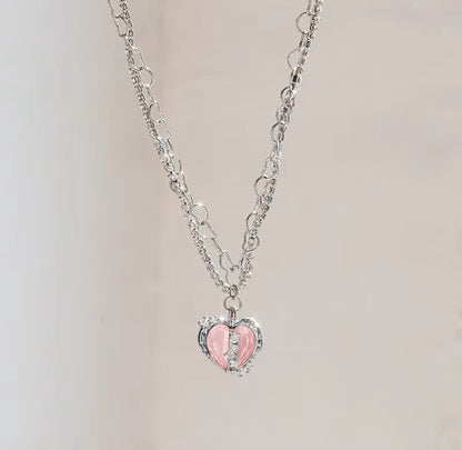 Y2K Pink Heart Necklace