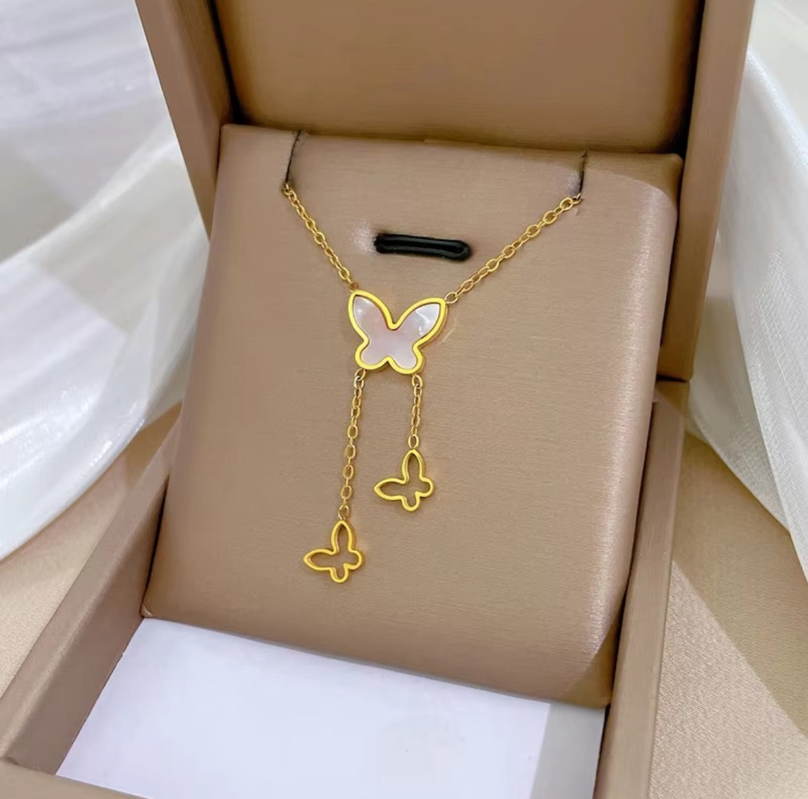 Gold Butterfly Y-Necklace