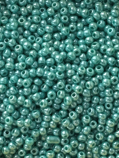 Preciosa Opaque Luster Turquoise Green Seed Beads