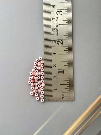 Preciosa White with Red Stripe Seed Beads