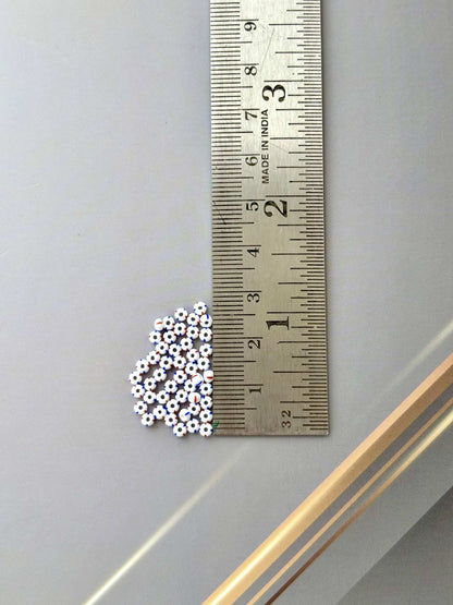 Preciosa White with Blue and Red Thin Stripe Seed Beads
