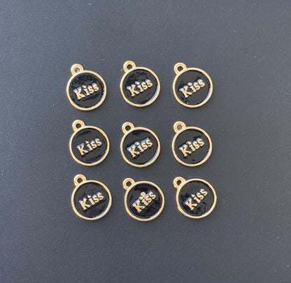 Four Pieces Enamelled Charms - Black Kiss Charms