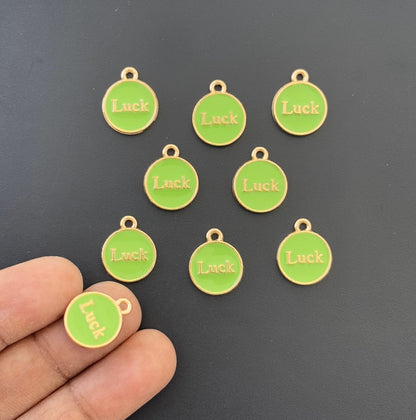 Four Pieces Enamelled Charms - Green Luck Charms