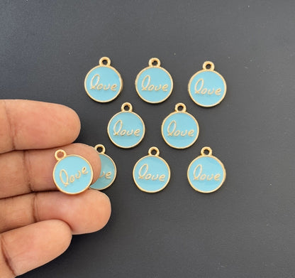 Four Pieces Enamelled Charms - Blue Love Charms