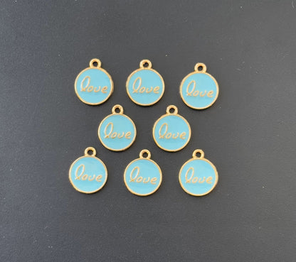Four Pieces Enamelled Charms - Blue Love Charms
