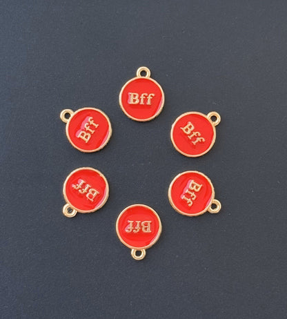 Four Pieces Enamelled Charms - Red BFF Best Friend Forever Charms