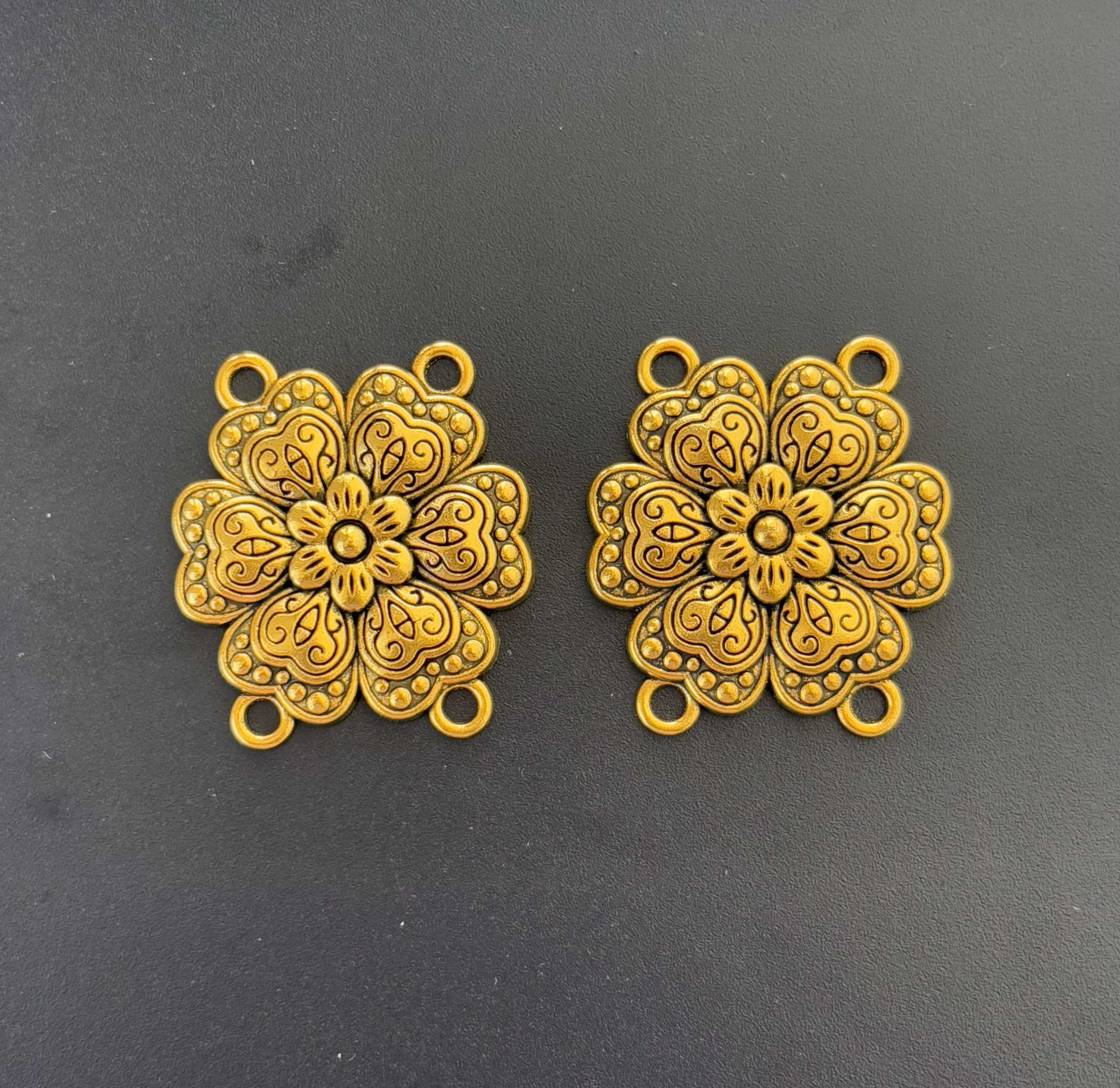 Antique Gold Flower Jewelry Connectors