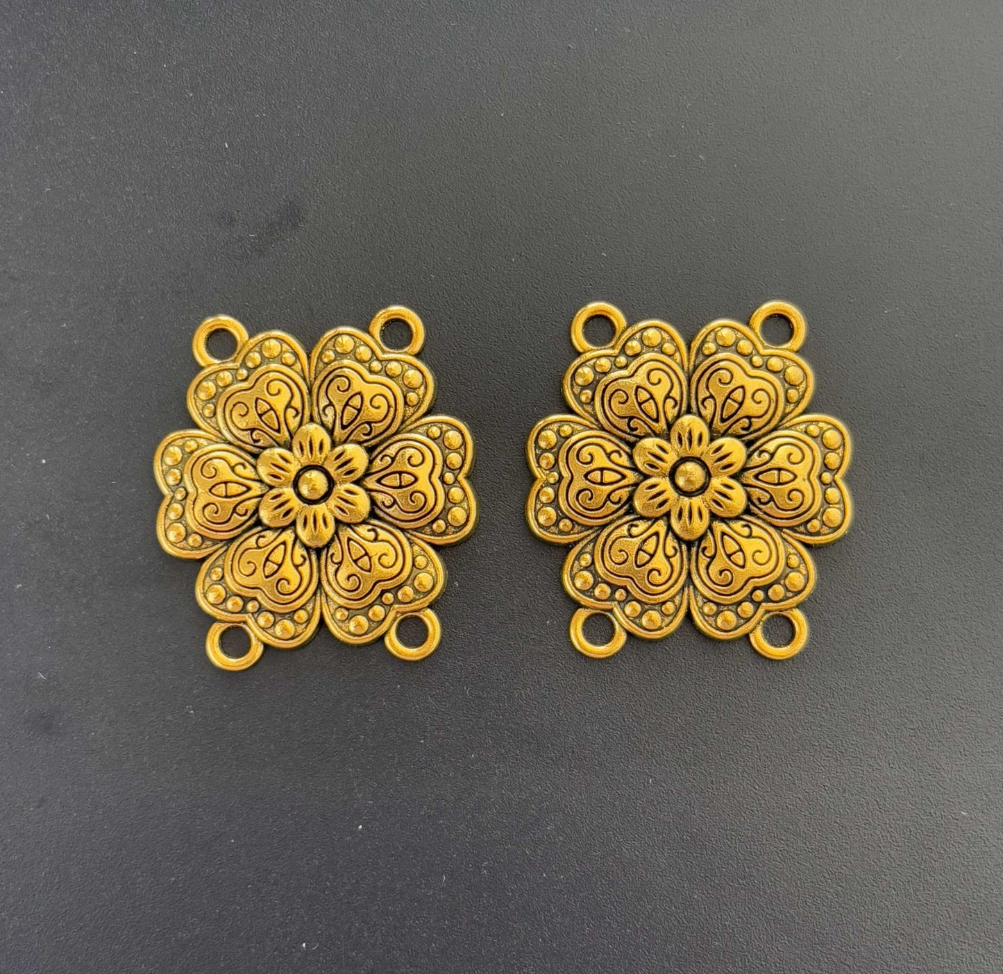 Antique Gold Flower Jewelry Connectors