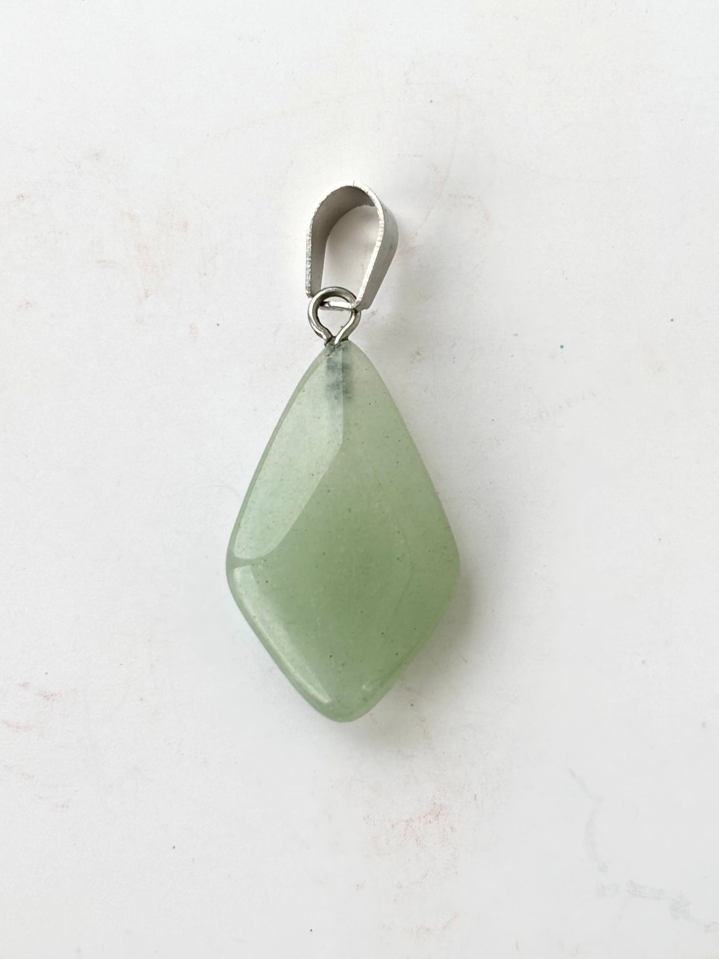 Light Mint Green Kite Shaped Faceted Semi-Precious Stone Pendant