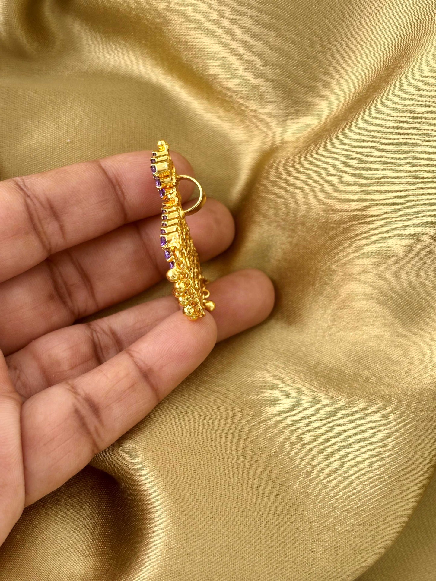 Large Gold Plated Lavender Floral Pendant
