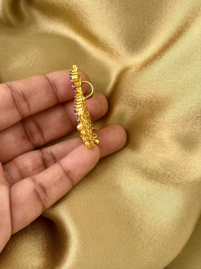 Large Gold Plated Lavender Floral Pendant