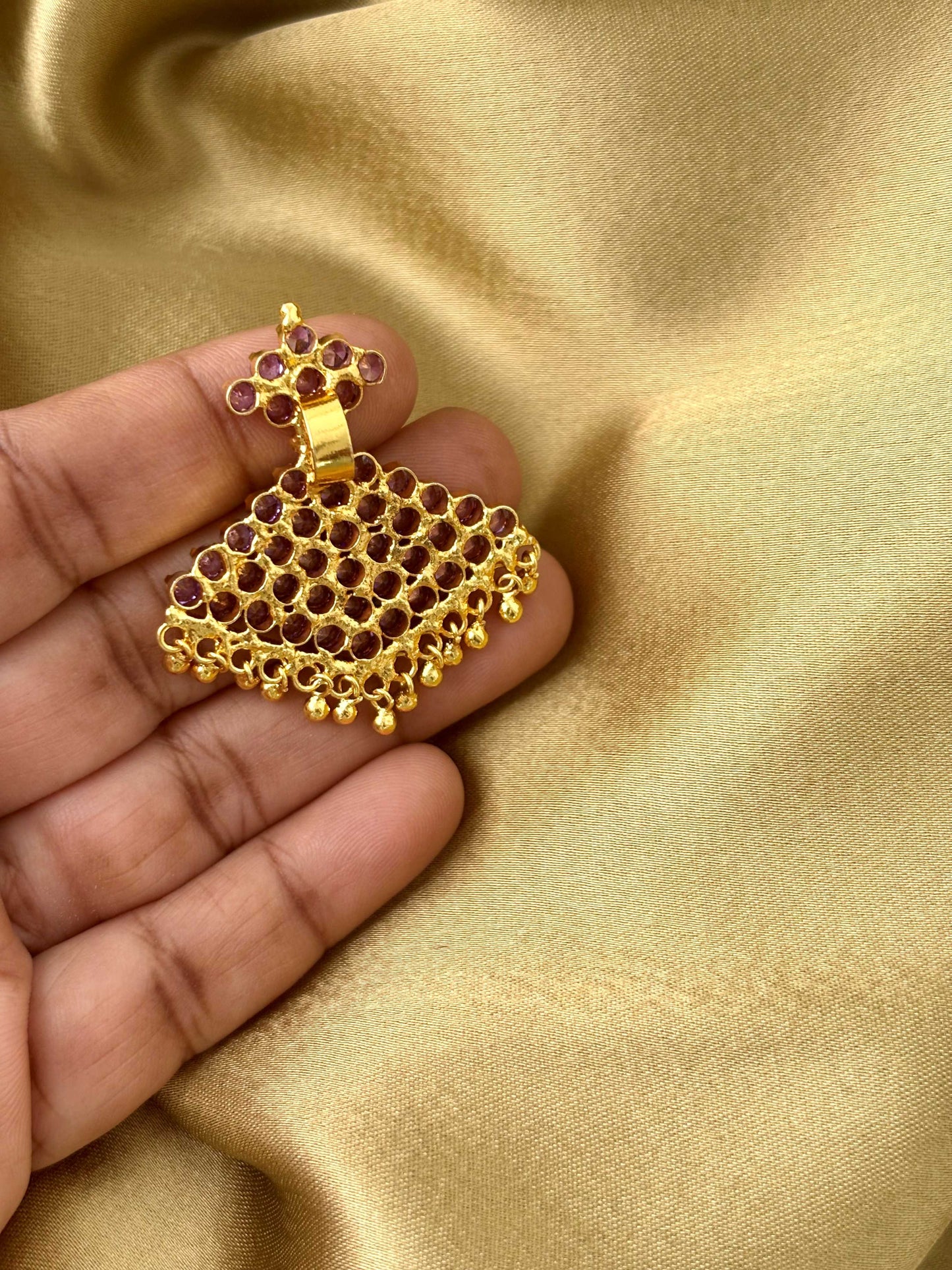Large Gold Plated Lavender Floral Pendant
