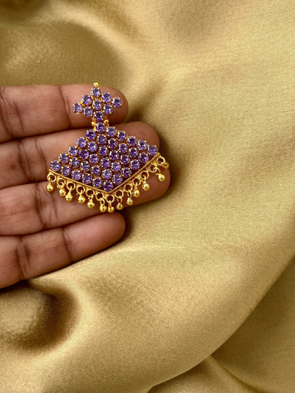 Large Gold Plated Lavender Floral Pendant