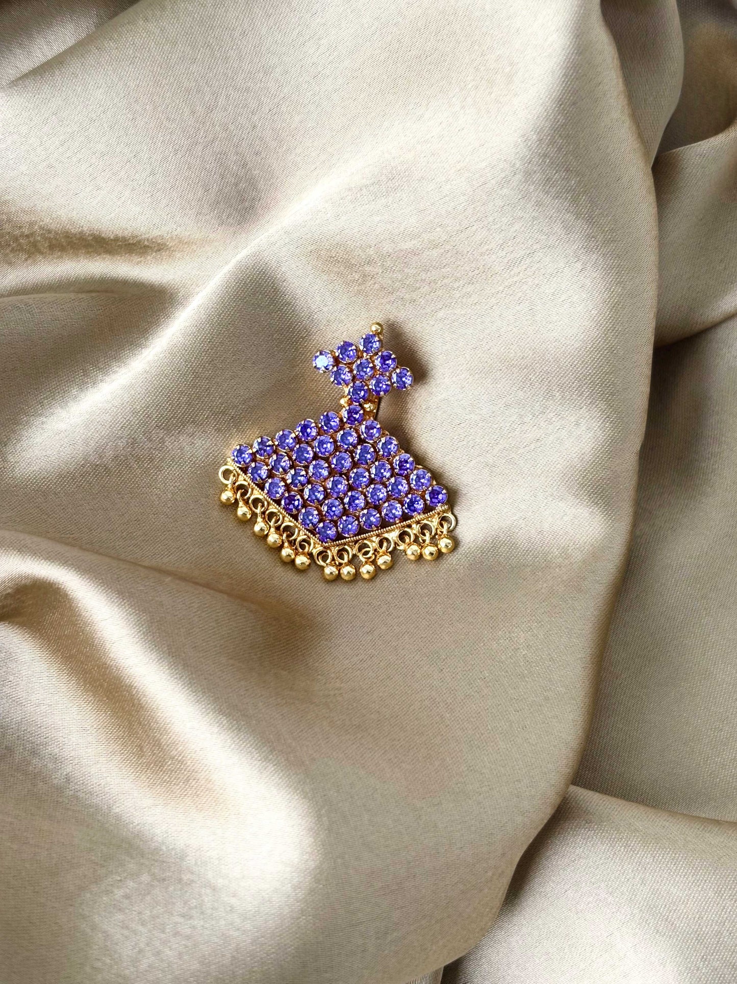 Large Gold Plated Lavender Floral Pendant