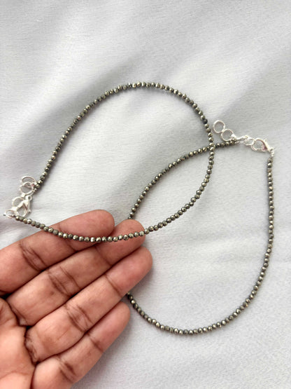 Natural Pyrite Stone Anklets 9 Inches