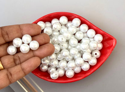 Lightweight White Acrylic Pearl Beads 10MM