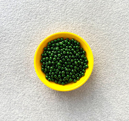 Metallic Green Acrylic Round Beads 6MM
