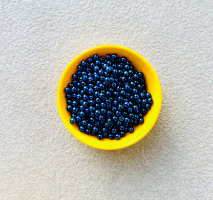 Metallic Blue Acrylic Round Beads 6MM