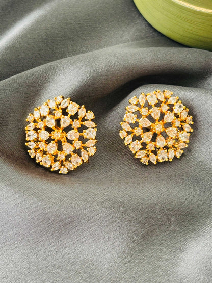 Gold Plated White Stone Cluster Studs