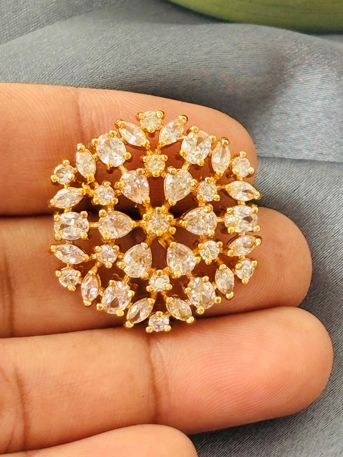 Gold Plated White Stone Cluster Studs