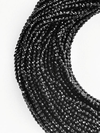 Black Faceted Hydro Beads - Vibrant Gemstone Strands for Jewelry Making