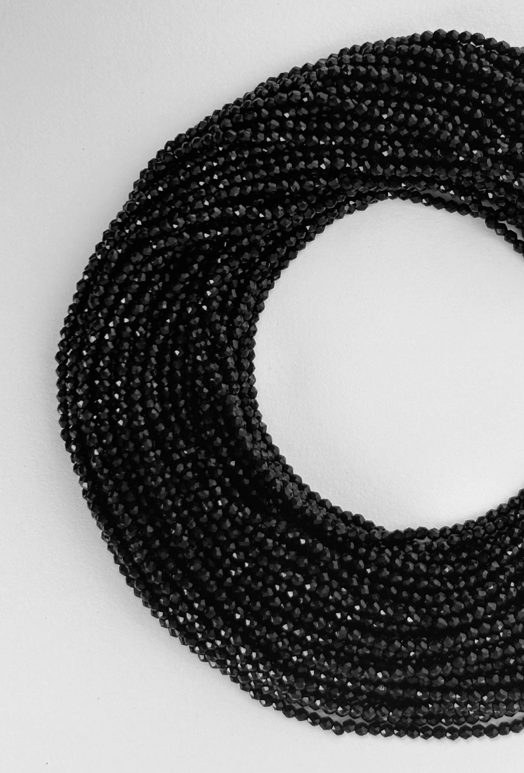 Black Faceted Hydro Beads - Vibrant Gemstone Strands for Jewelry Making