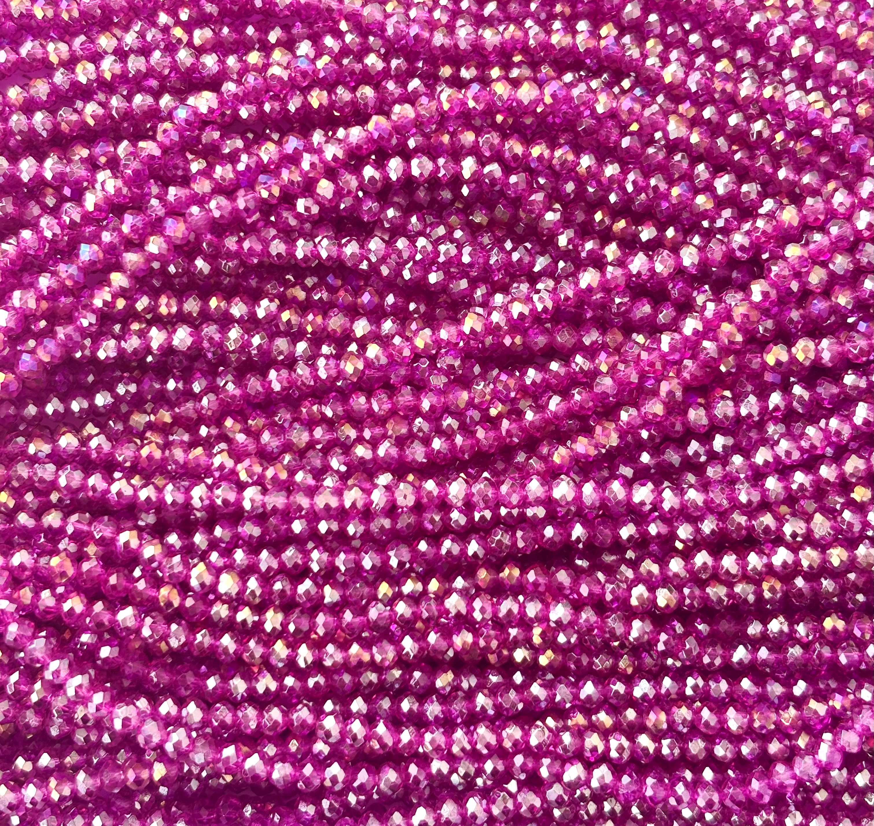 Magenta Rondelle Crystal Beads 4MM