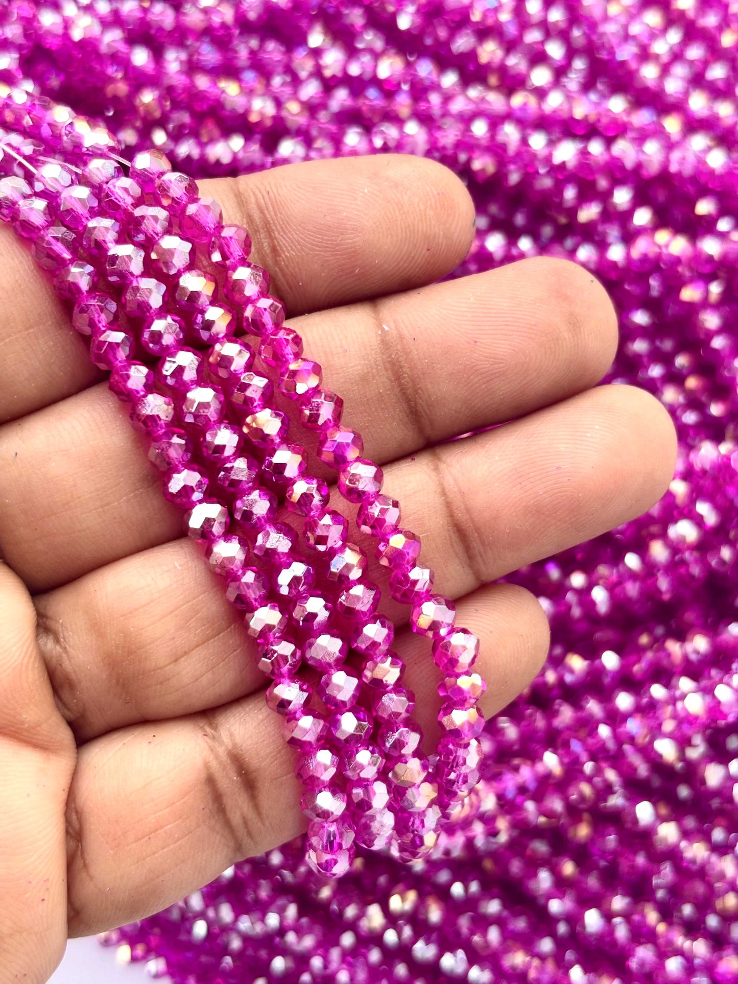 Magenta Rondelle Crystal Beads 4MM