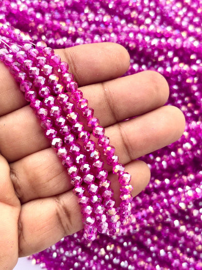 Magenta Rondelle Crystal Beads 4MM