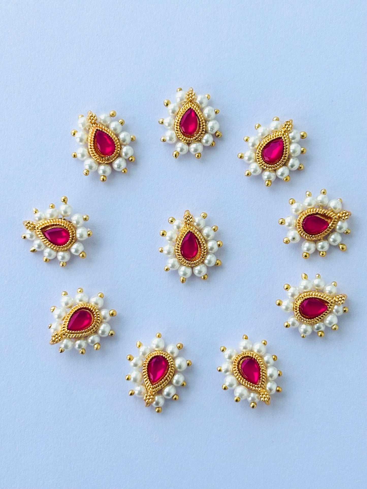 Pink Teardrop Pearl Kundans