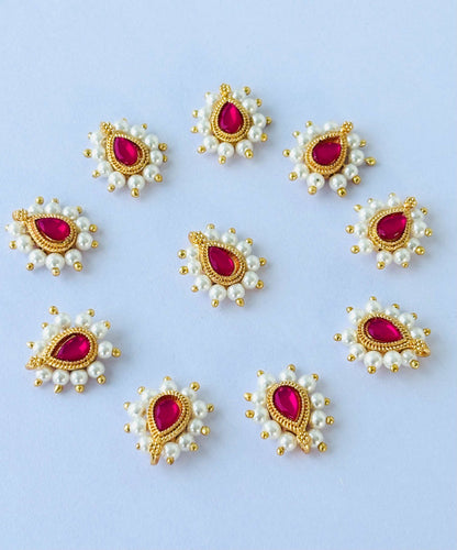Pink Teardrop Pearl Kundans