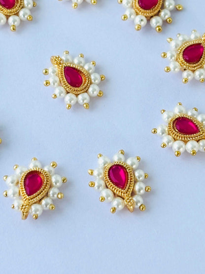 Pink Teardrop Pearl Kundans