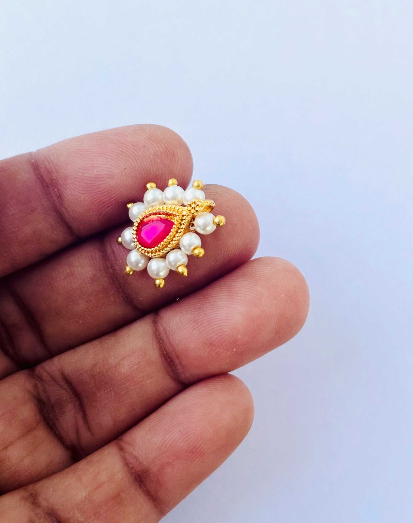 Pink Teardrop Pearl Kundans