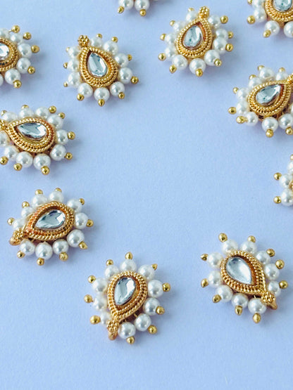White Teardrop Pearl Kundans