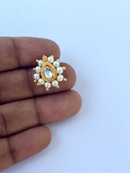 White Teardrop Pearl Kundans