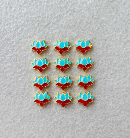 Sky Blue and Red Lotus Meenakari Connectors