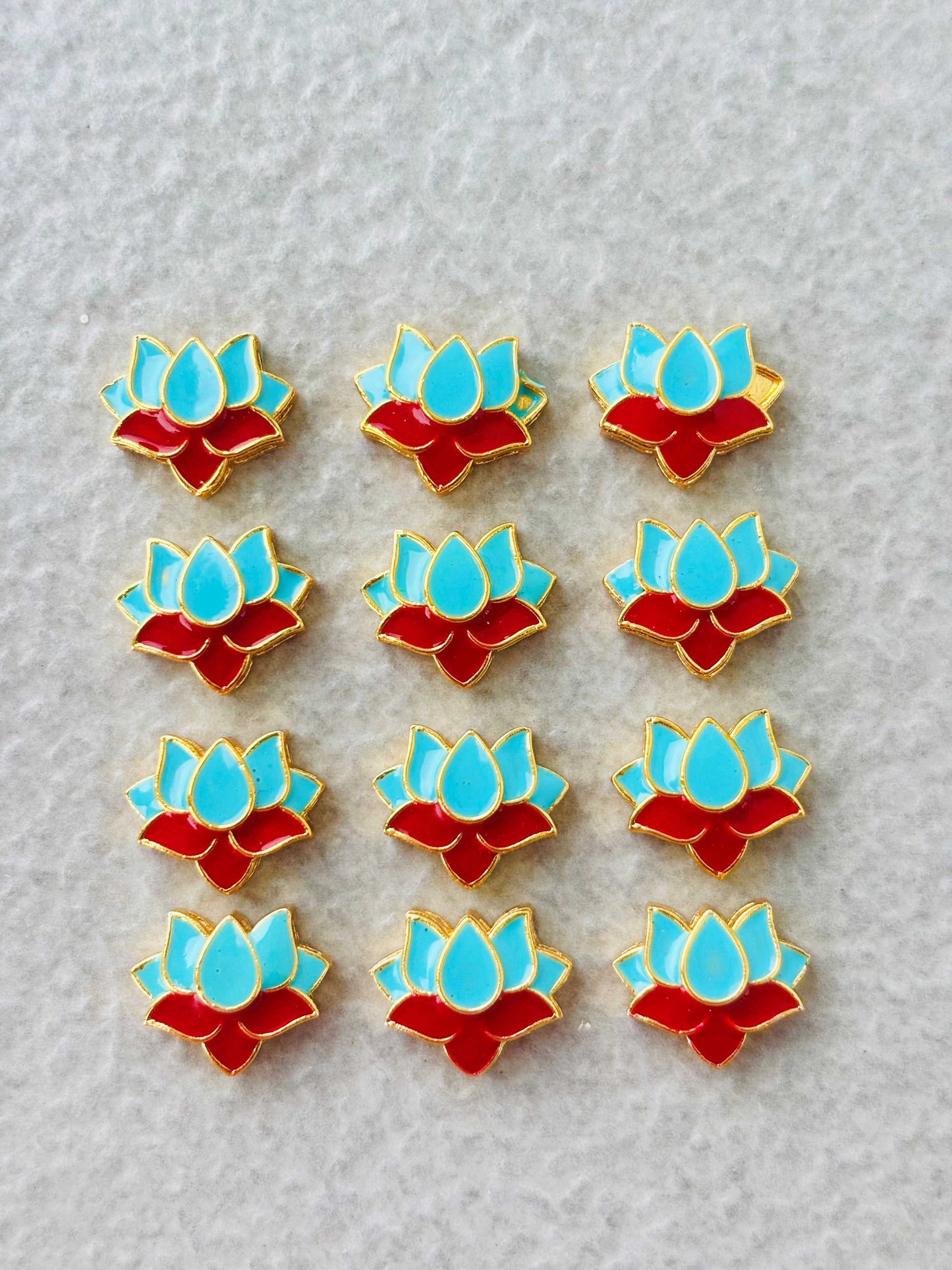 Sky Blue and Red Lotus Meenakari Connectors