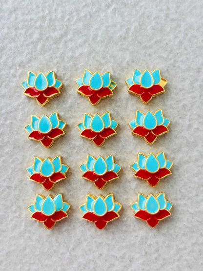 Sky Blue and Red Lotus Meenakari Connectors