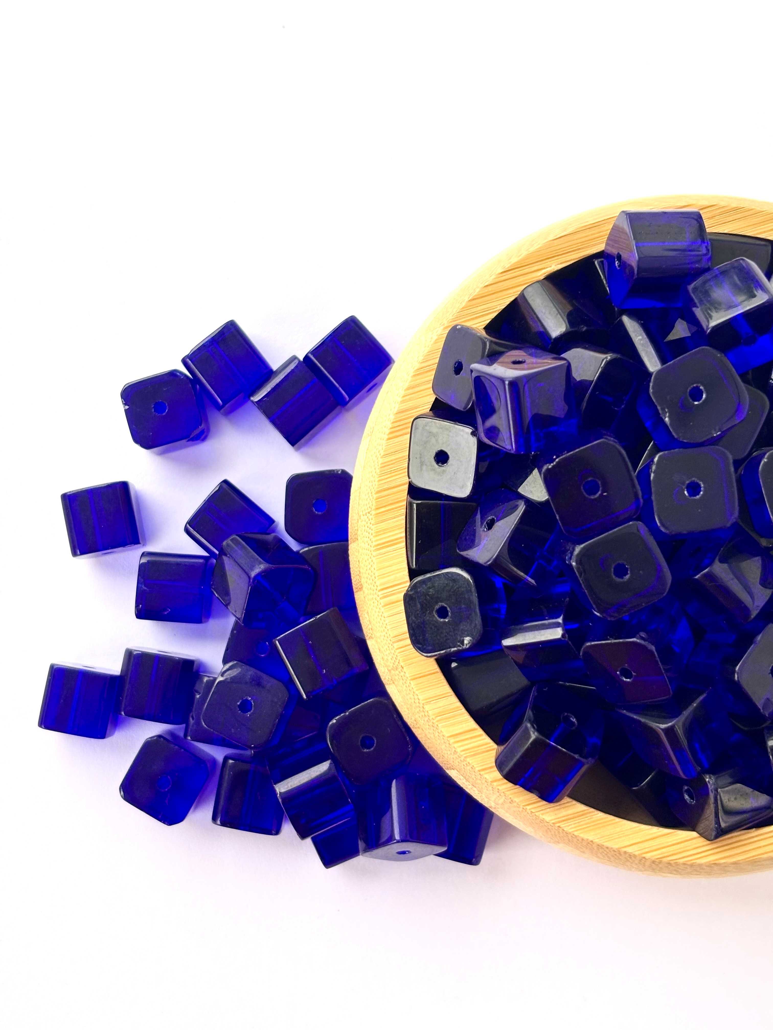 Cobalt Blue Cube Glass Beads