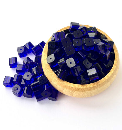 Cobalt Blue Cube Glass Beads