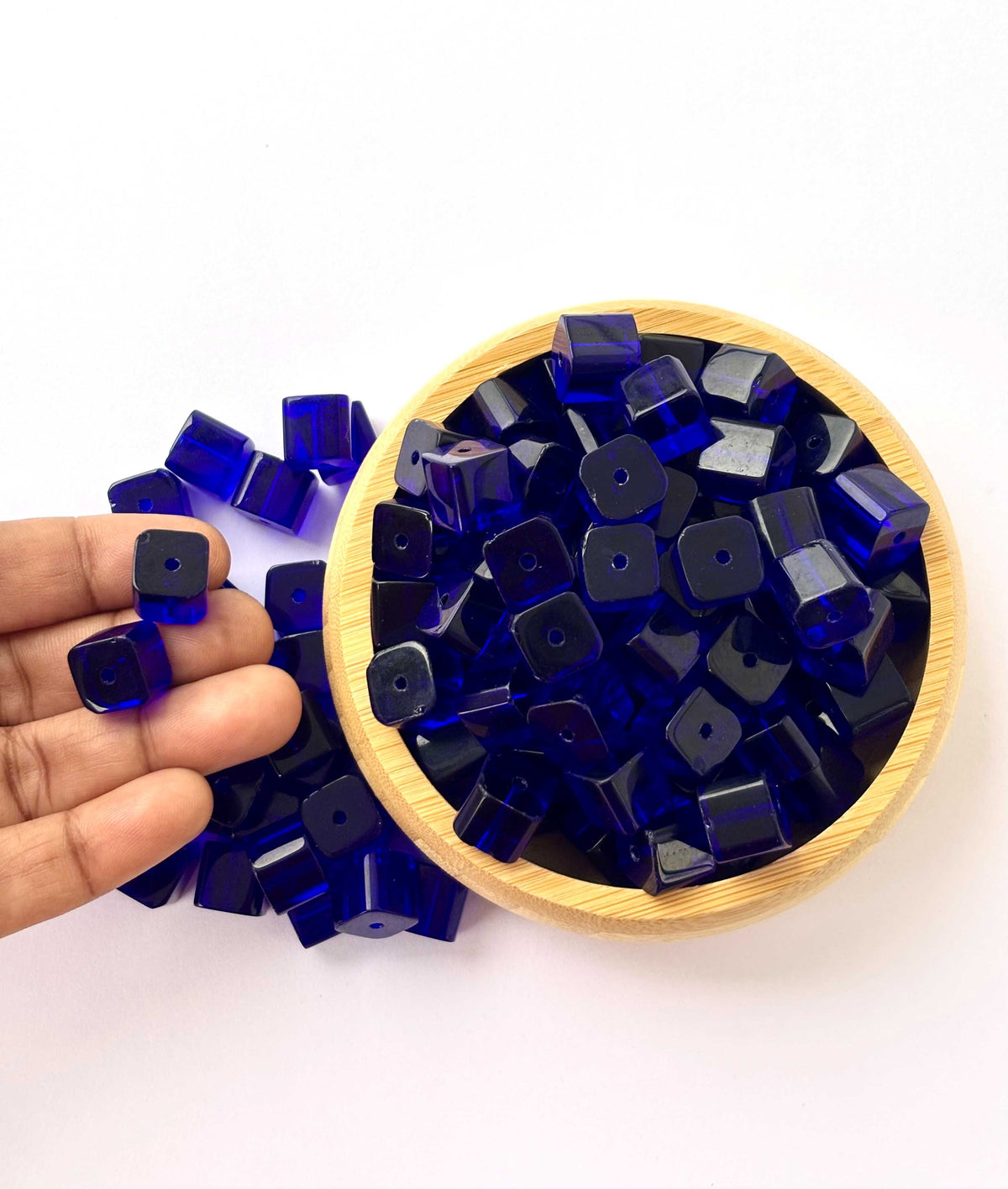 Cobalt Blue Cube Glass Beads