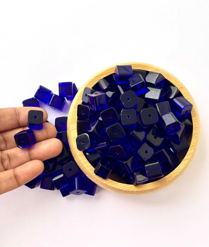 Cobalt Blue Cube Glass Beads
