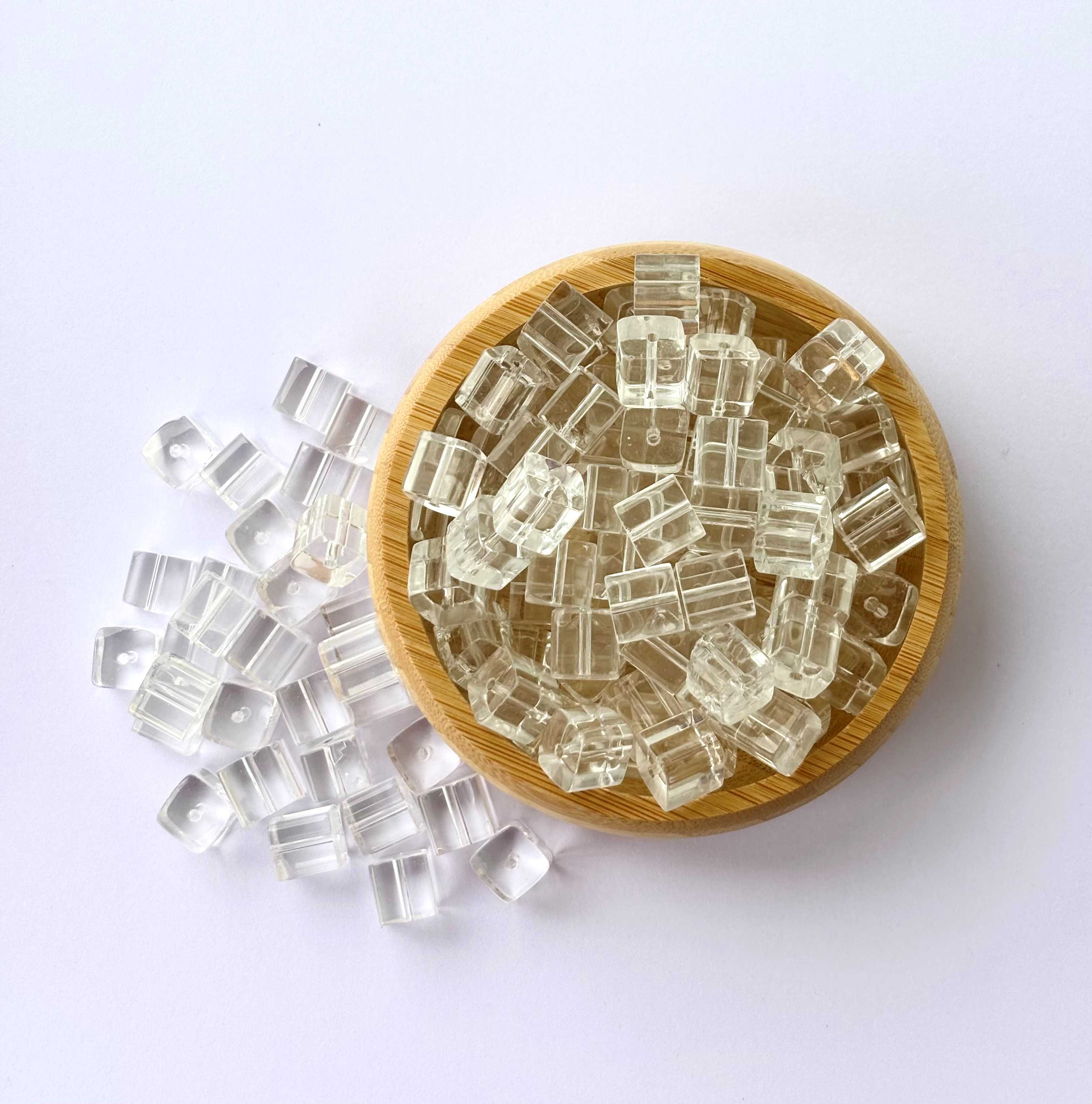 Clear Ice Cube Glass Beads